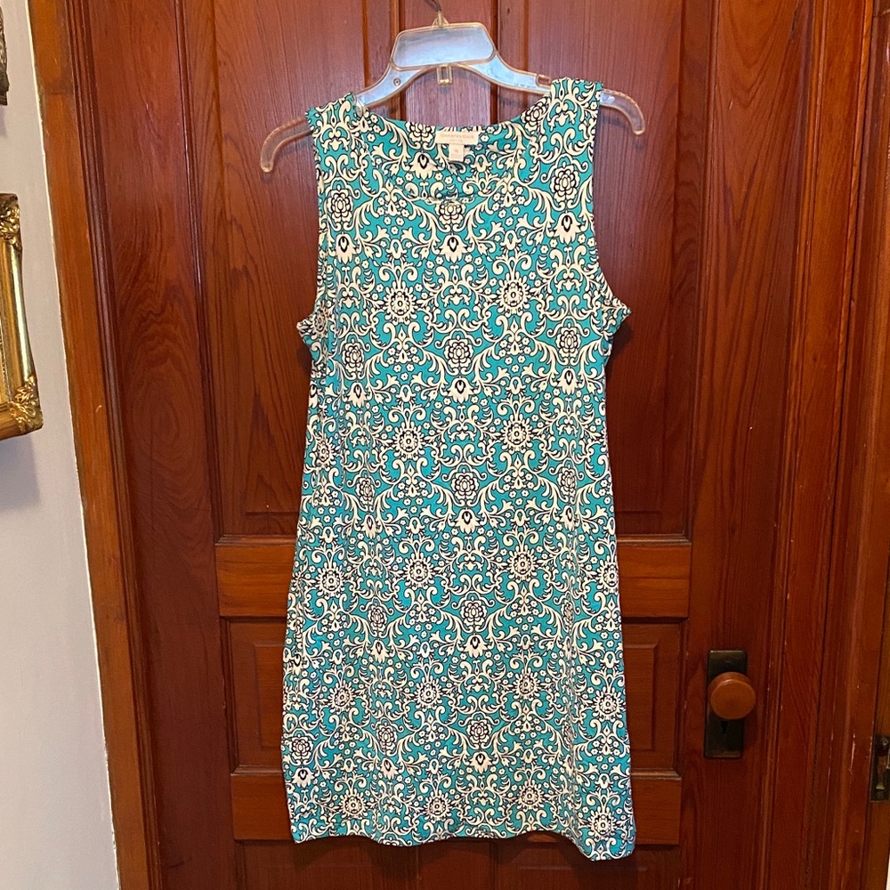 Charter Club Teal and White Sleeveless Midi Dress
